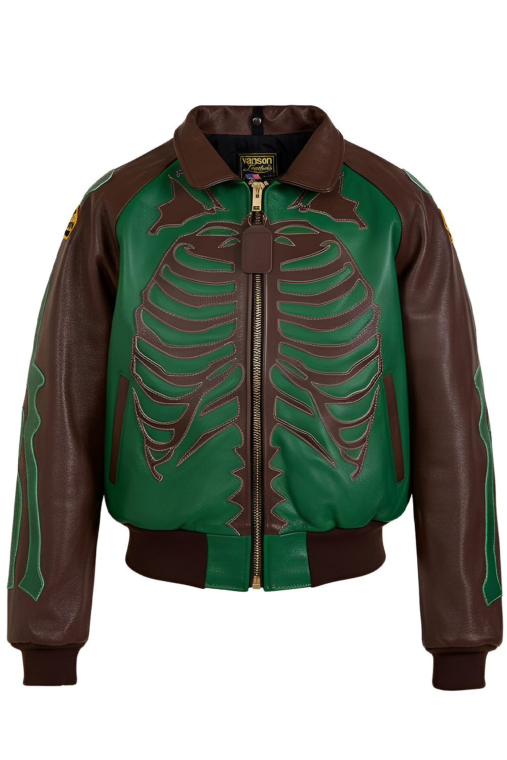 תמונה קידמית של ז'קט עור