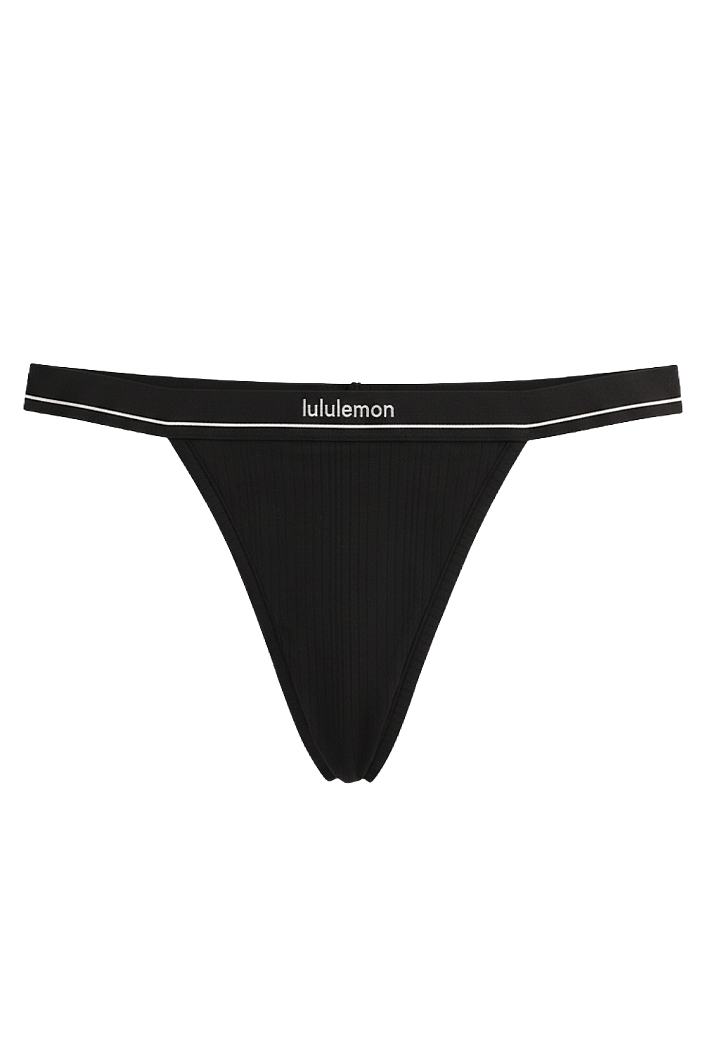 תמונה קידמית של Stretch Cotton Ribbed Logo High-Rise Thong Underwear