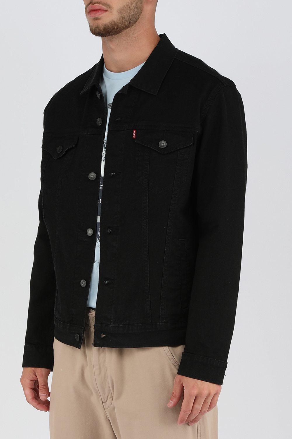 תמונת דוגמן קידמית של ז'קט ג'ינס שחור