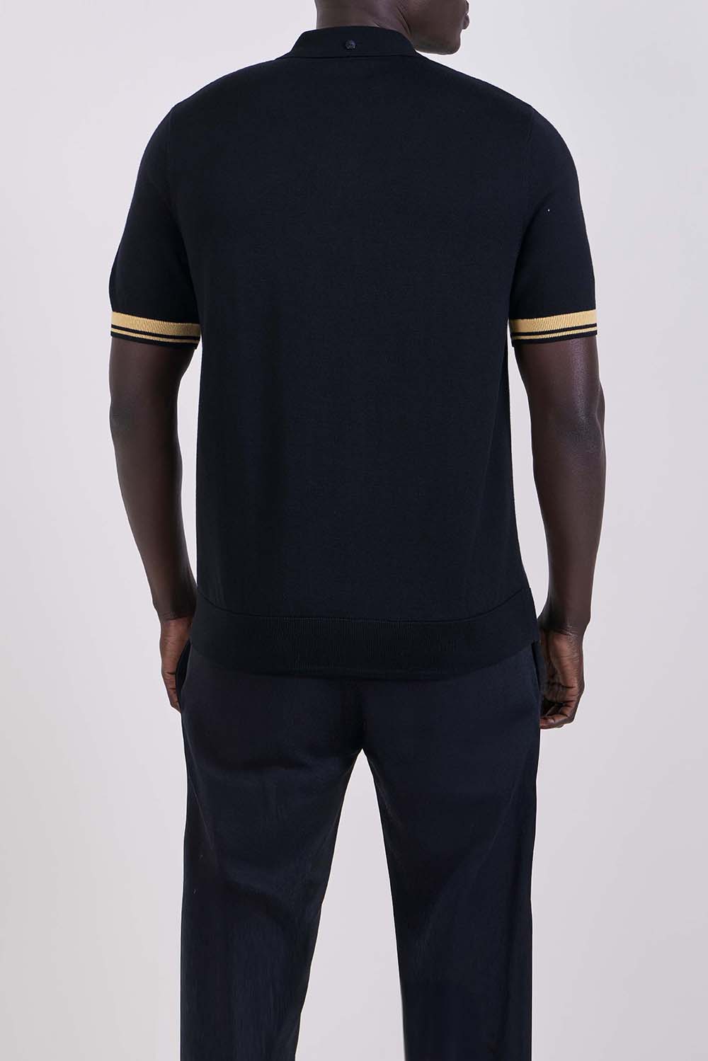 תמונת דוגמן אחורית של חולצת פולו בגזרה ישרה