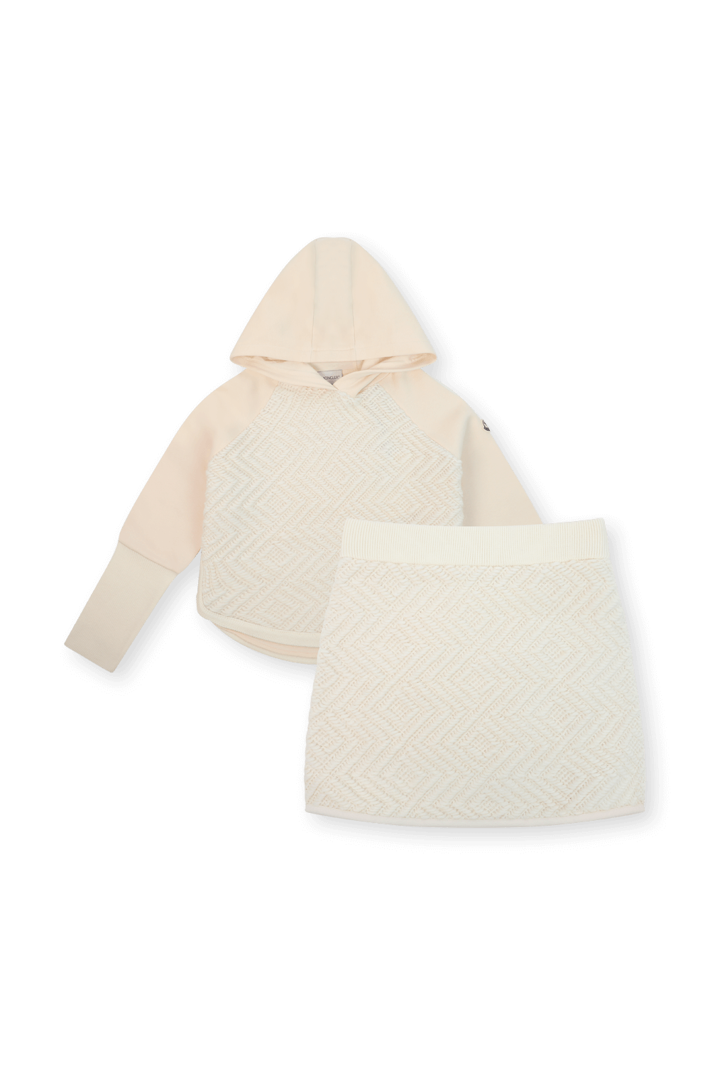 תמונה קידמית של סט סווטשירט קפוצ'ון וחצאית באריגת ג'קארד - גיל 14