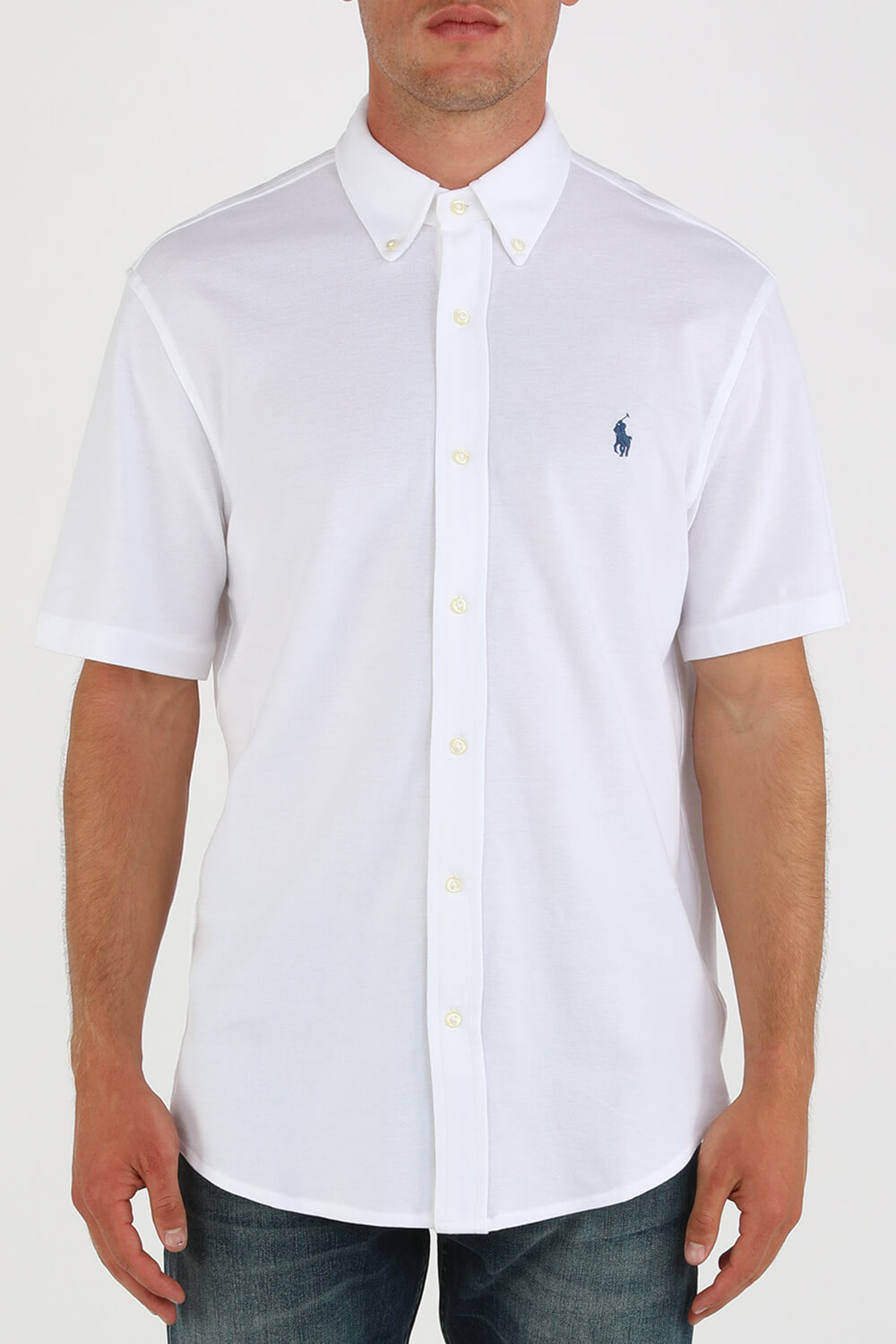 תמונת דוגמן קידמית של Slim Fit Picue Shirt in White