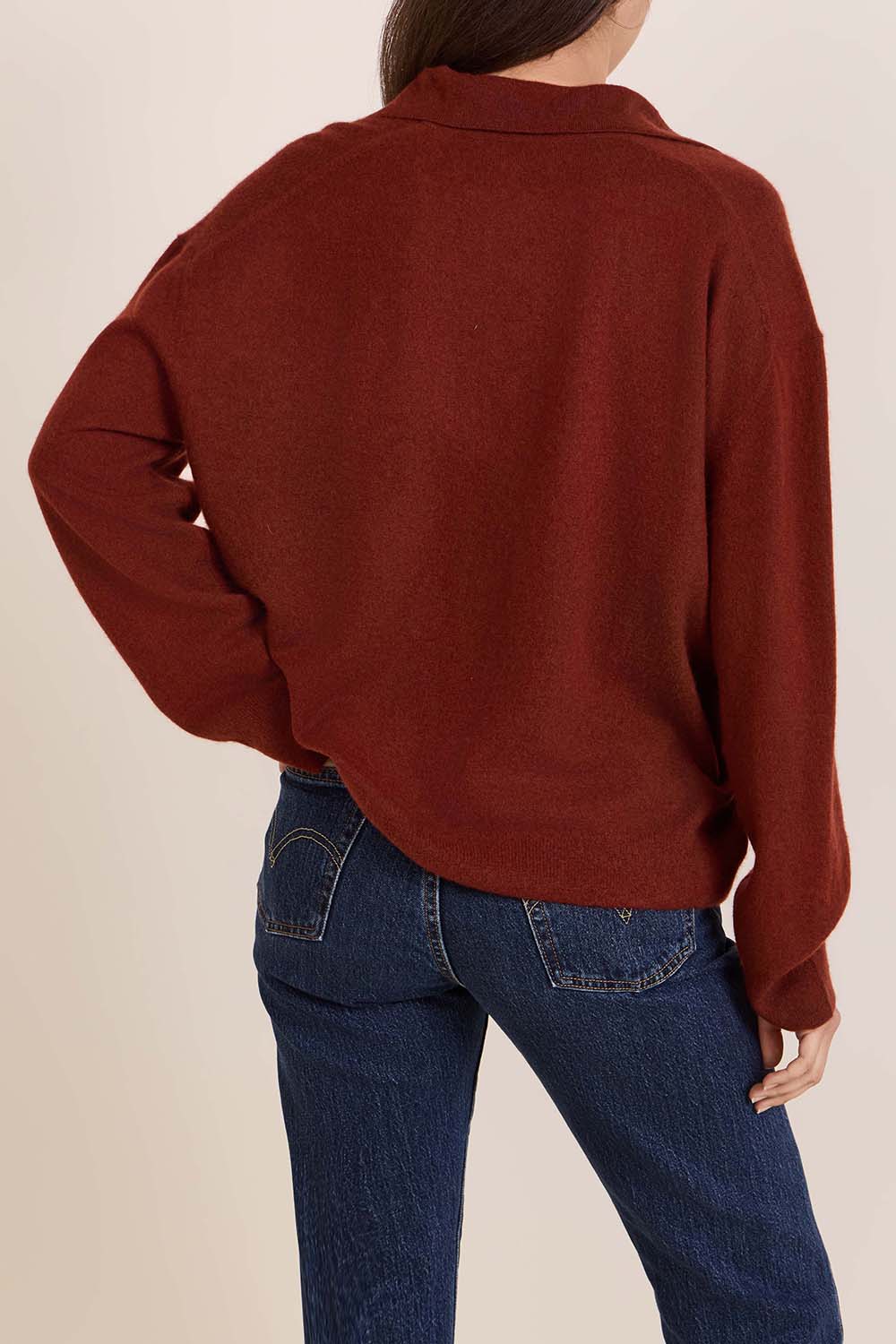 תמונת דוגמן אחורית של חולצת פולו סריג