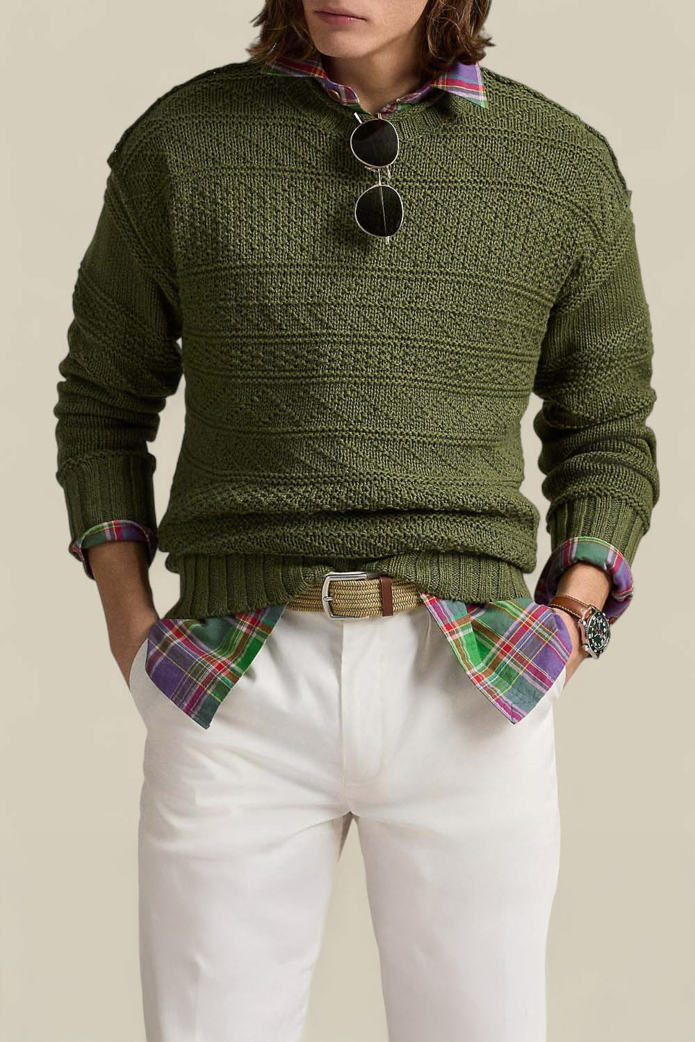 תמונת דוגמן קידמית של סריג פשתן וכותנה