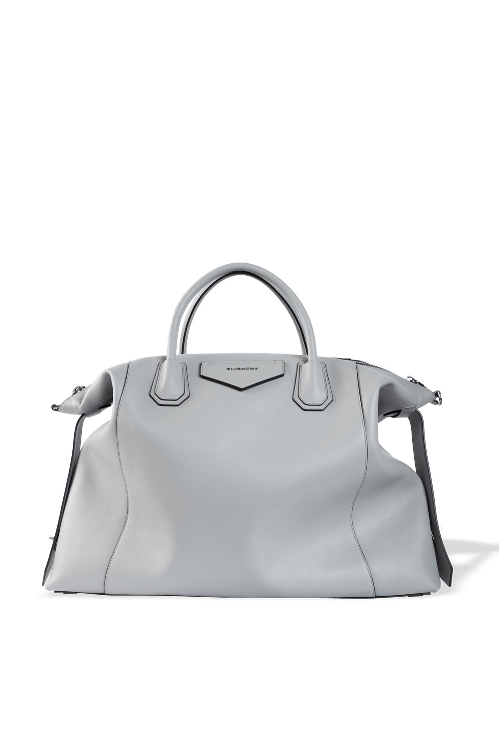 תמונה אחורית של תיק אנטיגונה גדול מעור בצבע אפור