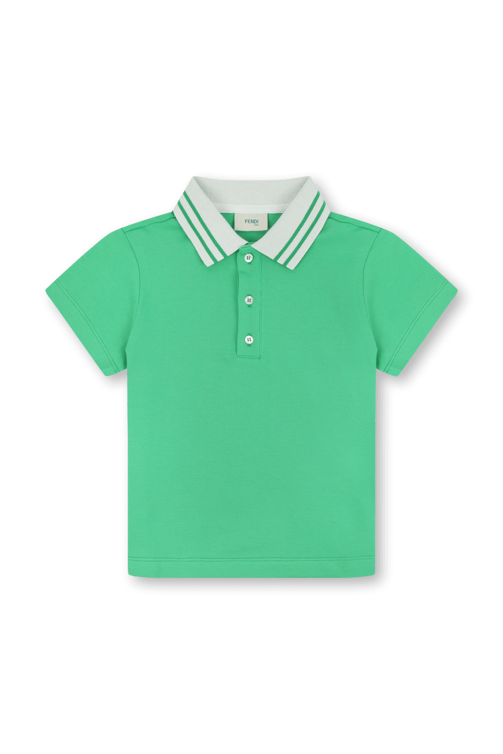 גילאי 3-7 חולצת פולו ירוקה עם צווארון לבן FENDI KIDS