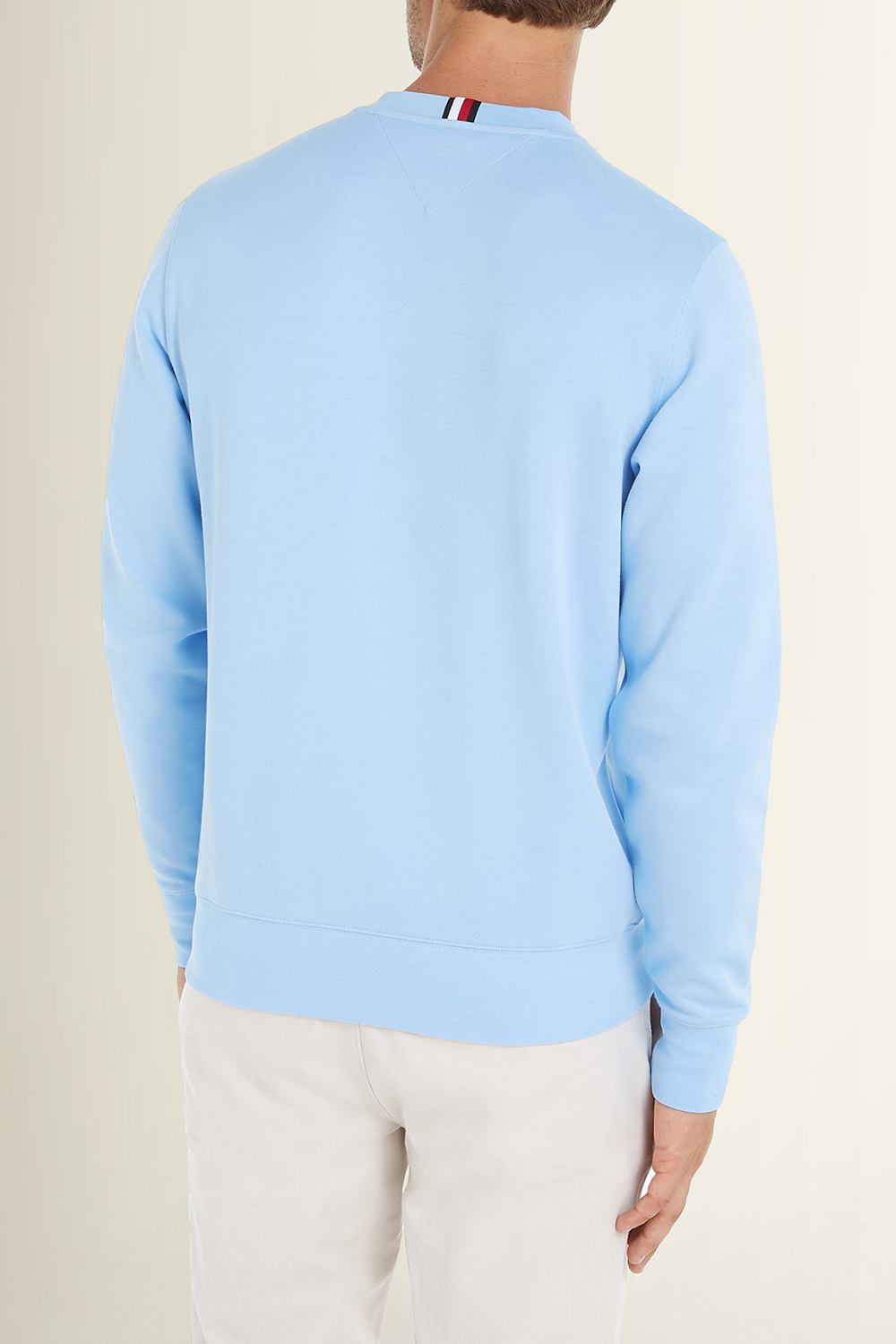 תמונת דוגמן אחורית של סווטשירט עם צווארון מעוגל