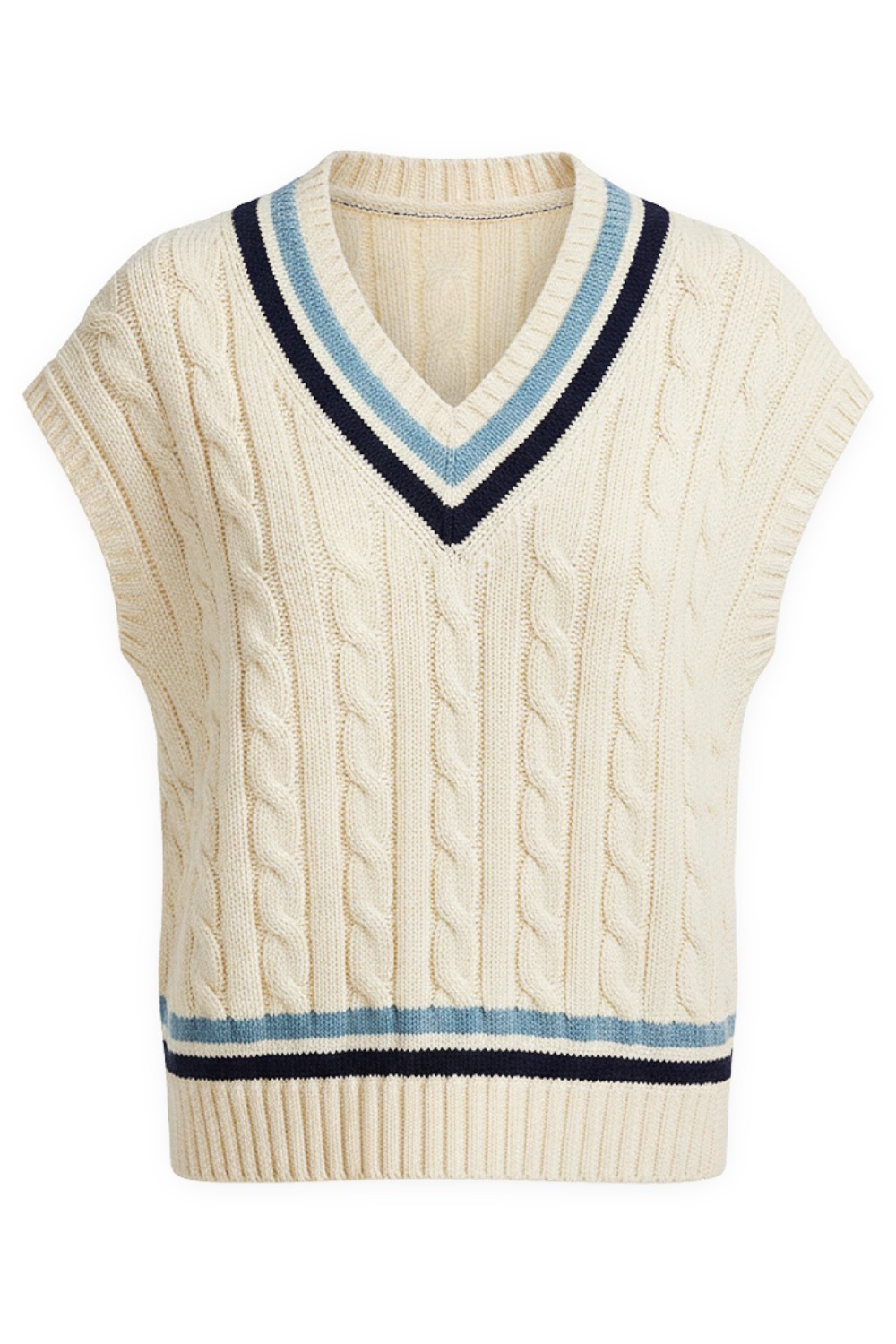 תמונה קידמית של אפודה עם צווארון וי