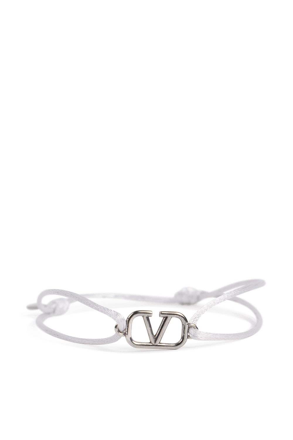 צמיד חוט לבן עם לוגו כסוף image number null VALENTINO