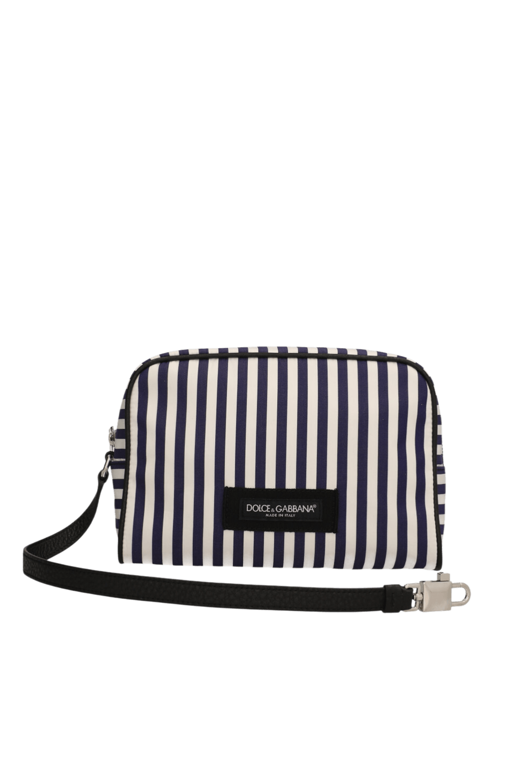 תמונה קידמית של תיק קלאץ' פסים