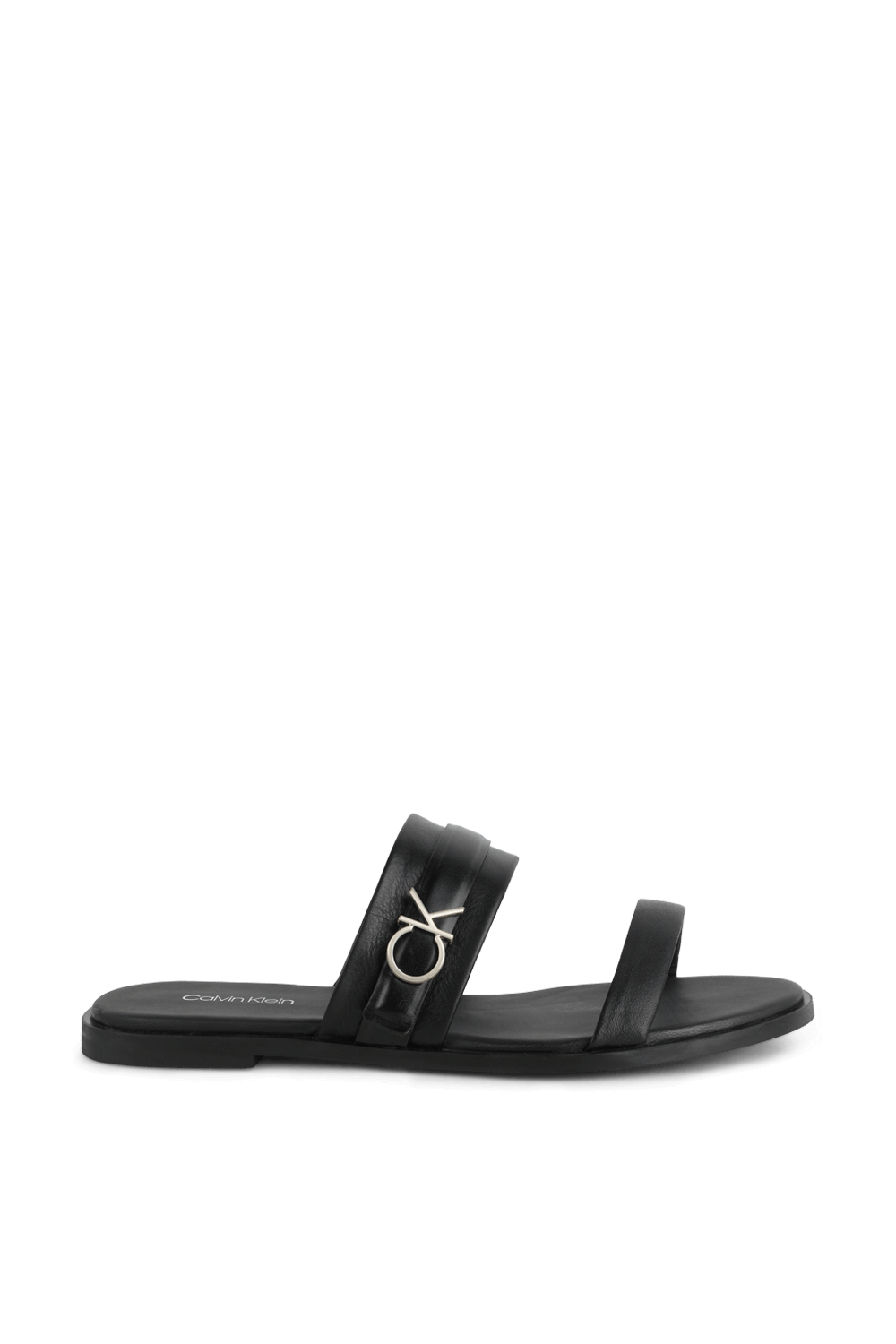 תמונה קידמית של סנדלים שטוחים מעור