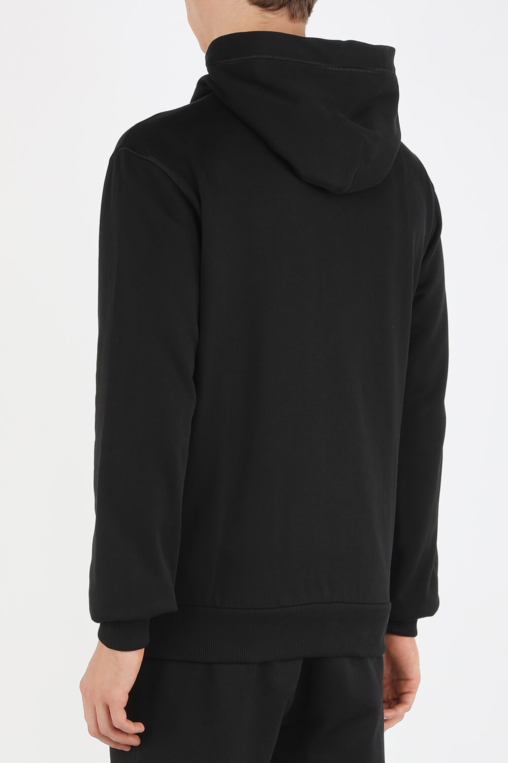 תמונת דוגמן אחורית של Cotton Zip Up Hoodie in Black