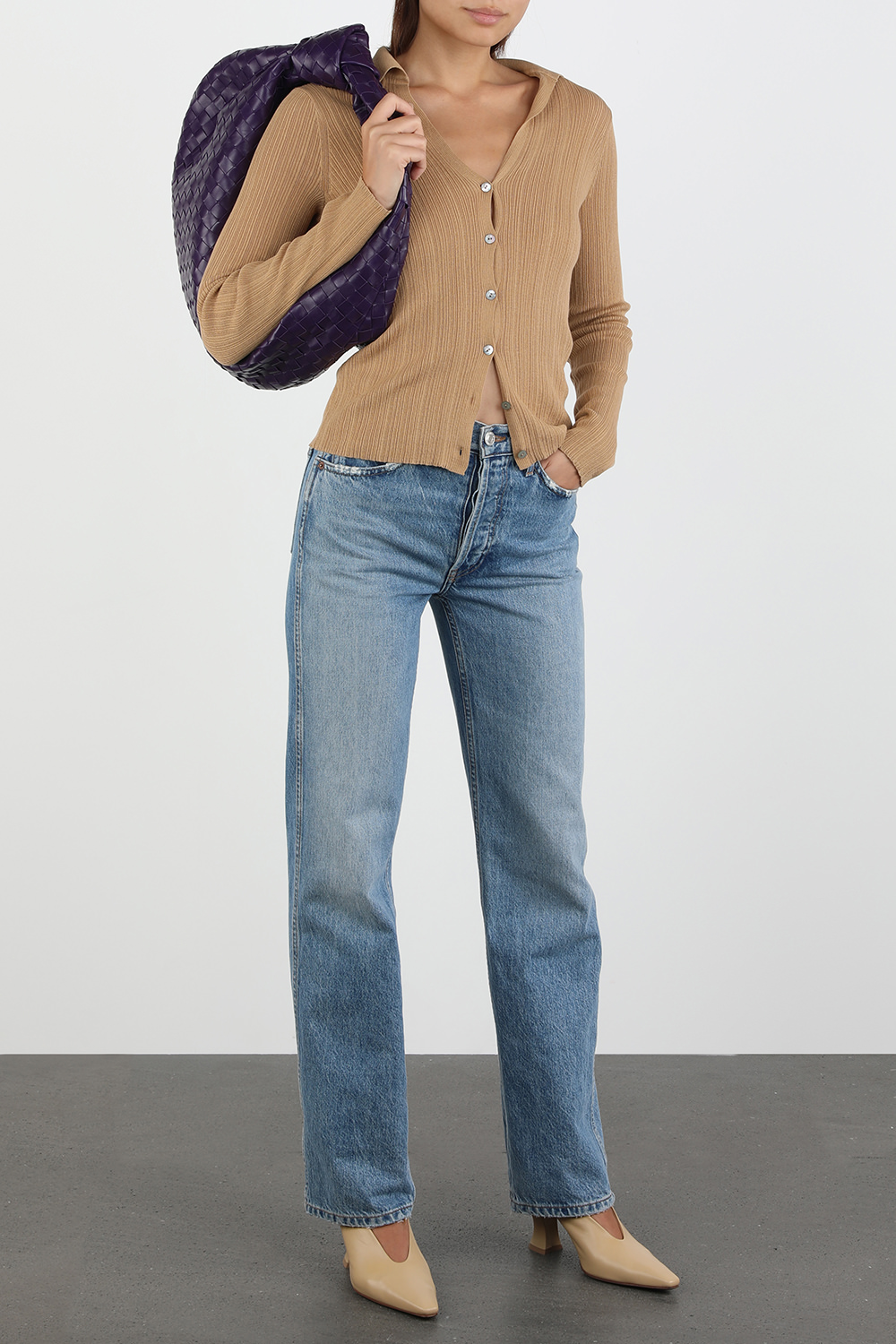 Small Jodie Leather Bag in Purple BOTTEGA VENETA
