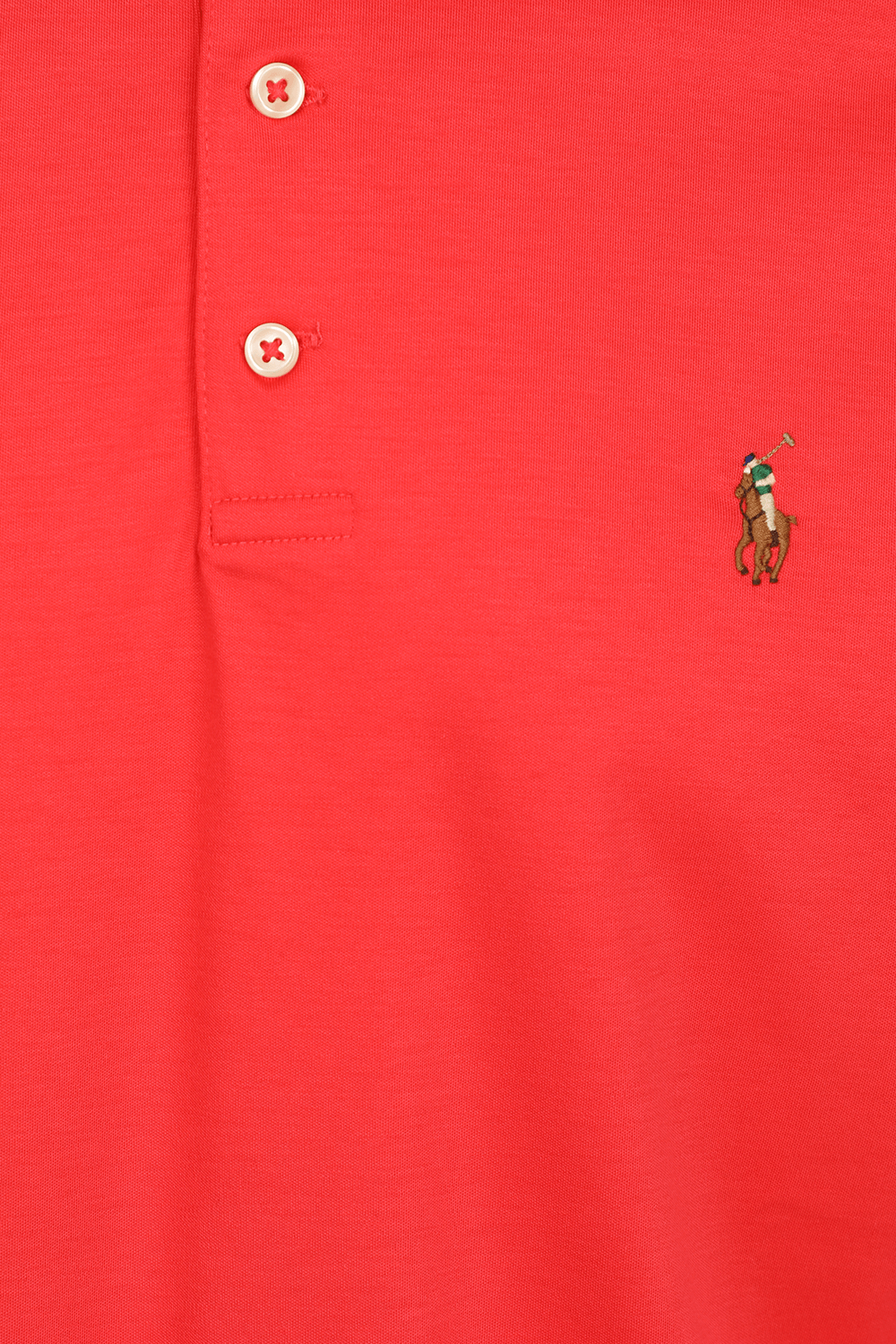 תמונה אחורית של Slim Fit Stretch Mesh Polo Shirt in Red