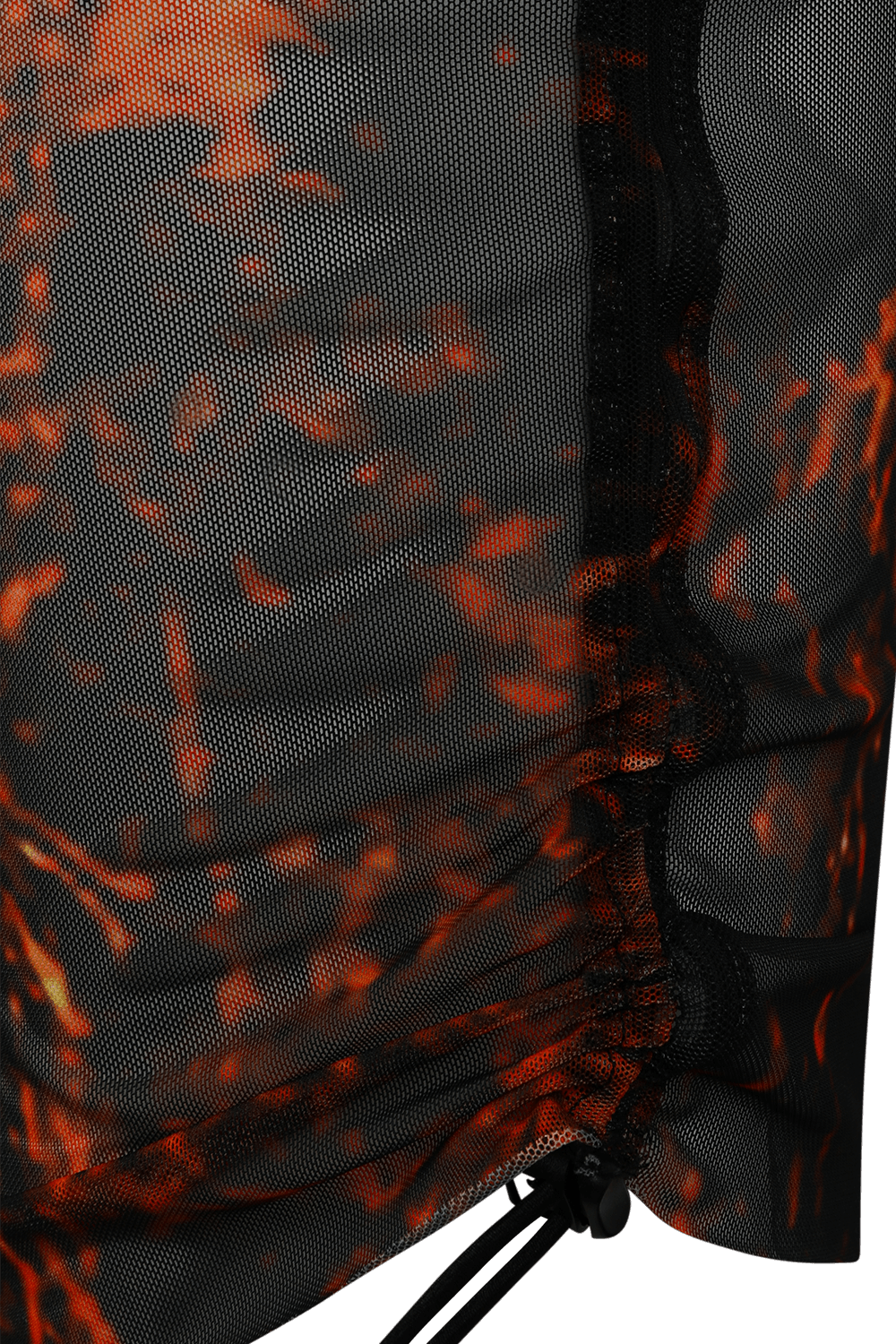 תמונה אחורית של שמלת רשת מיני א-סימטרית עם הדפס ססגוני