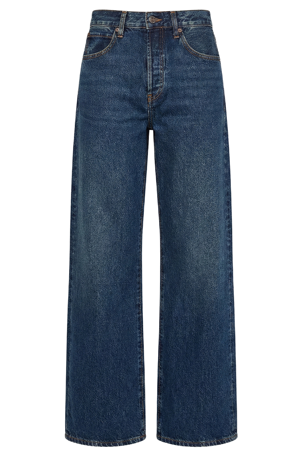 תמונה קידמית של מכנסי ג'ינס בגזרה רחבה