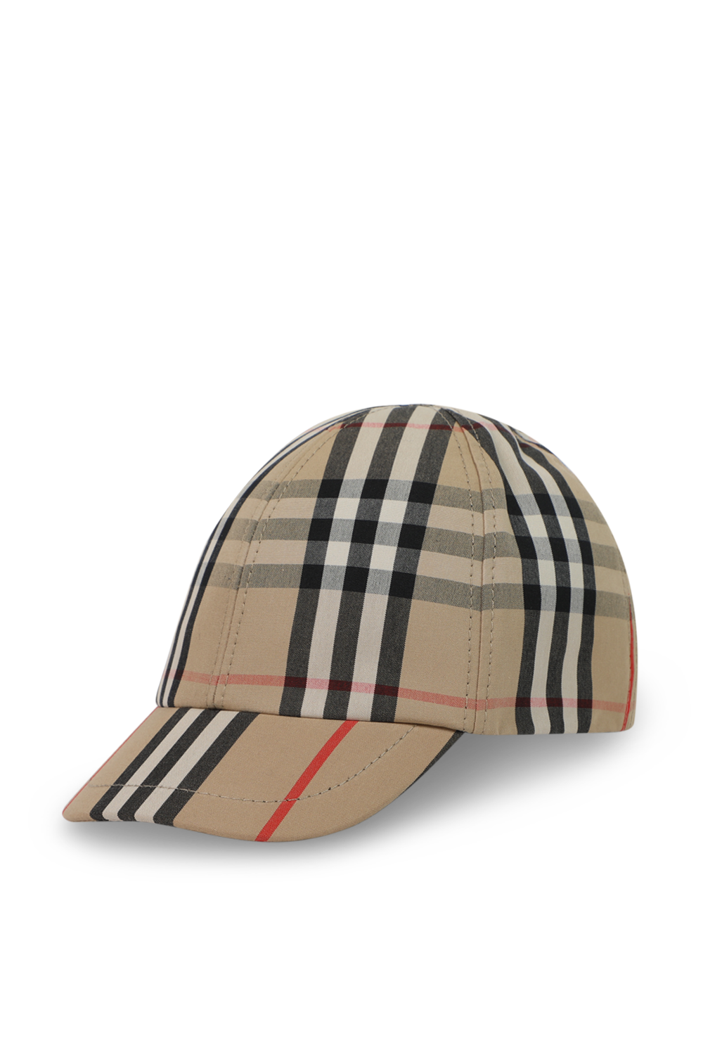 תמונה קידמית של כובע בייסבול בז' וינטג עם פרינט אייקוני