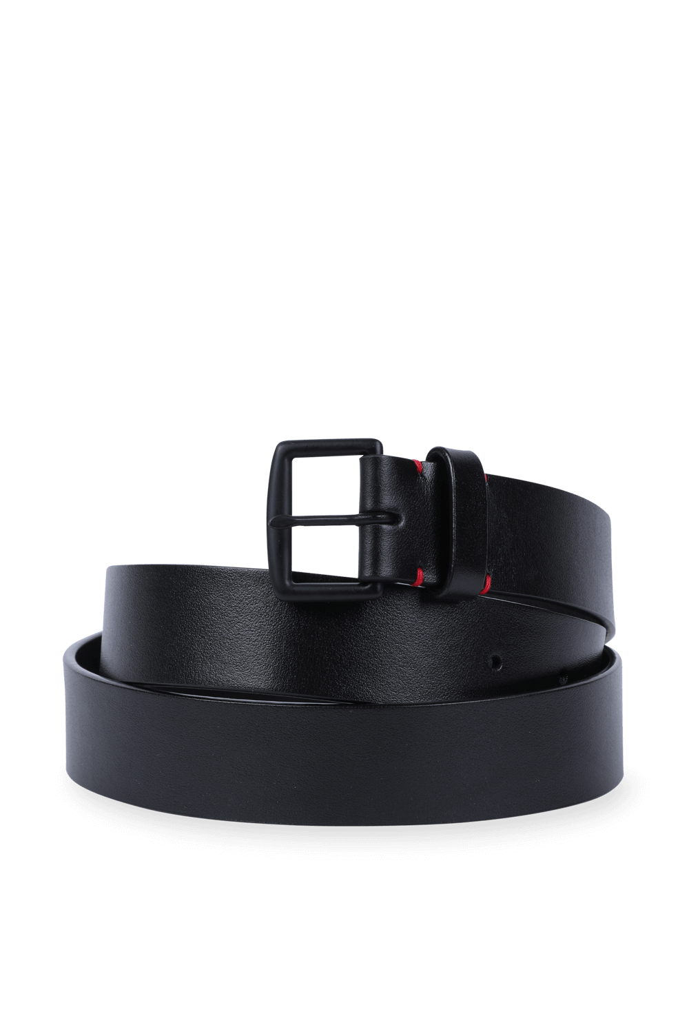 תמונה קידמית של Leather Belt With Logo in Black