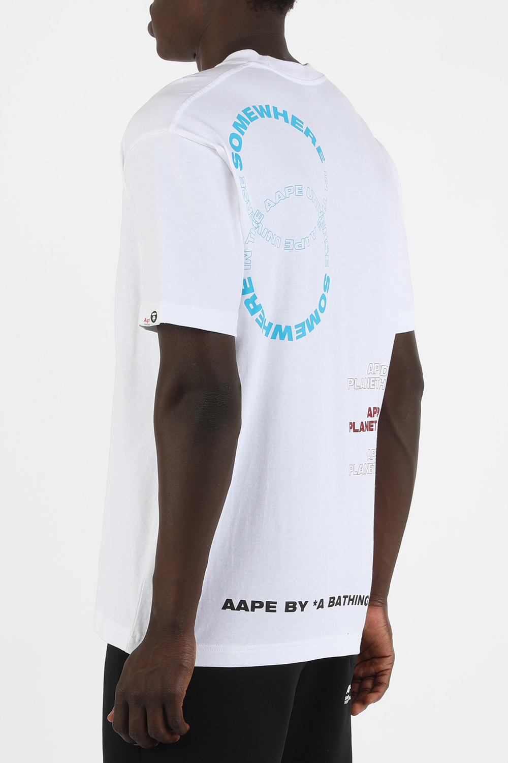 חולצה קצרה עם הדפס ממותג פלאנט בגוון לבן AAPE