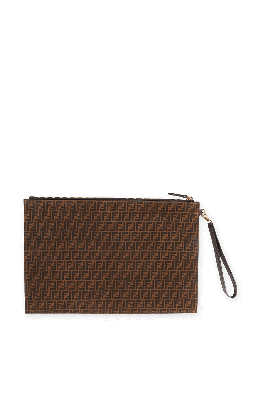 תמונה קידמית של Suede Clutch Bag in Brown