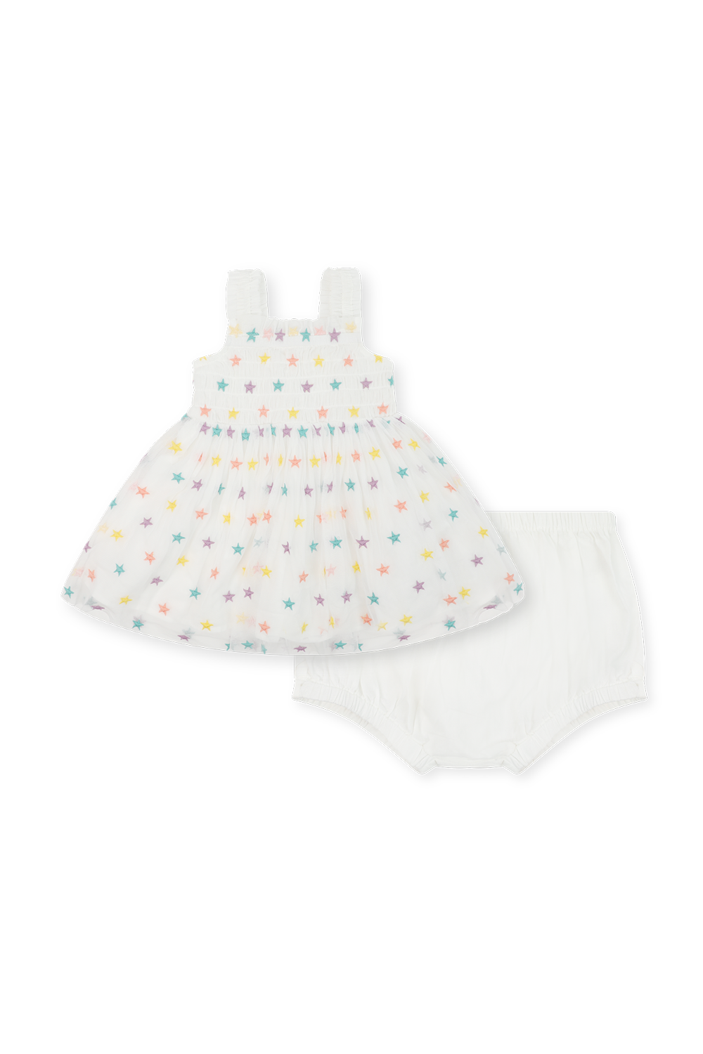 תמונה קידמית של גילאי 2-14 שמלת כוכבים לבנה