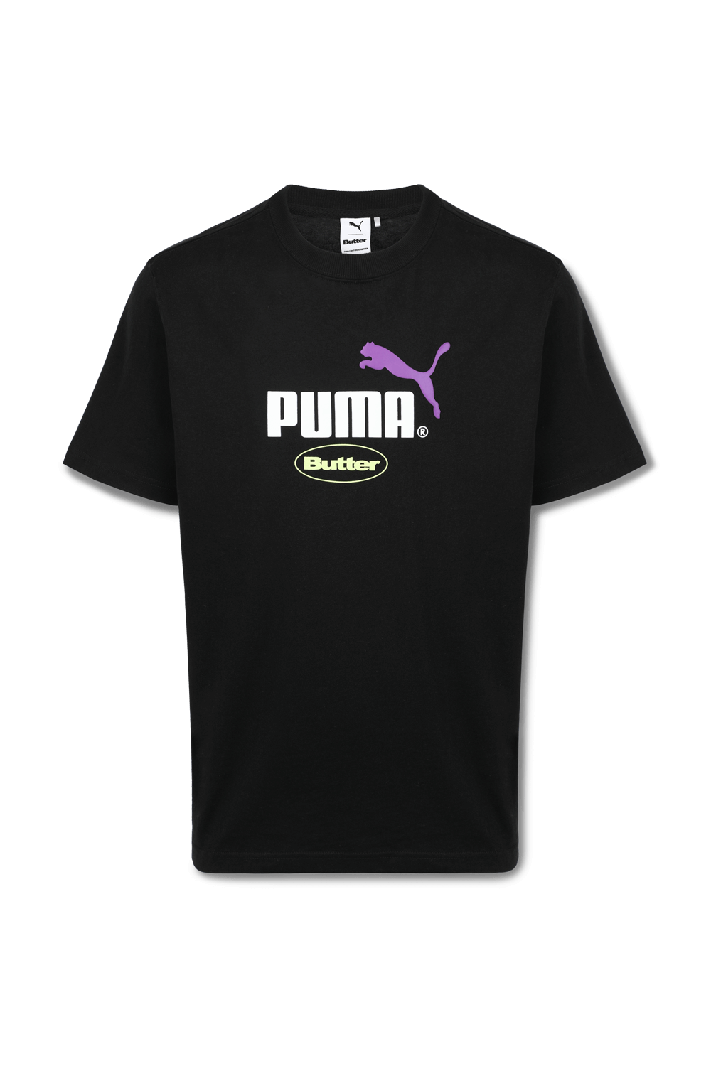 תמונה קידמית של פומה X באטר גודס חולצת טי צהובה עם לוגו בצבע שחור