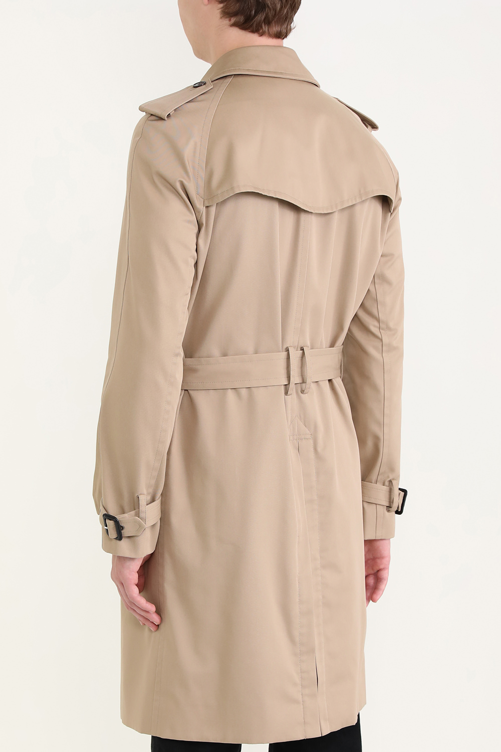 תמונת דוגמן אחורית של מעיל טרנץ' מכופתר