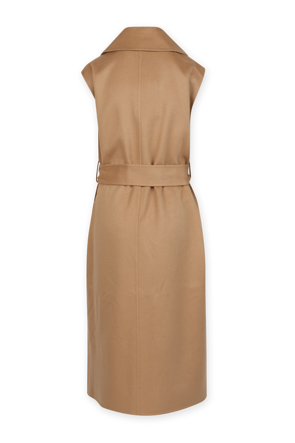 תמונה אחורית של שמלת וסט מקשמיר בגוון בז'