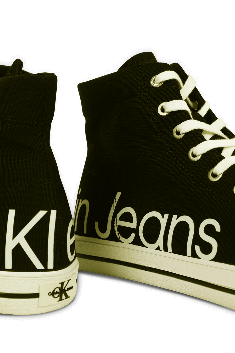 נעלי סניקרס גבוהות עם לוגו בשחור ולבן CALVIN KLEIN