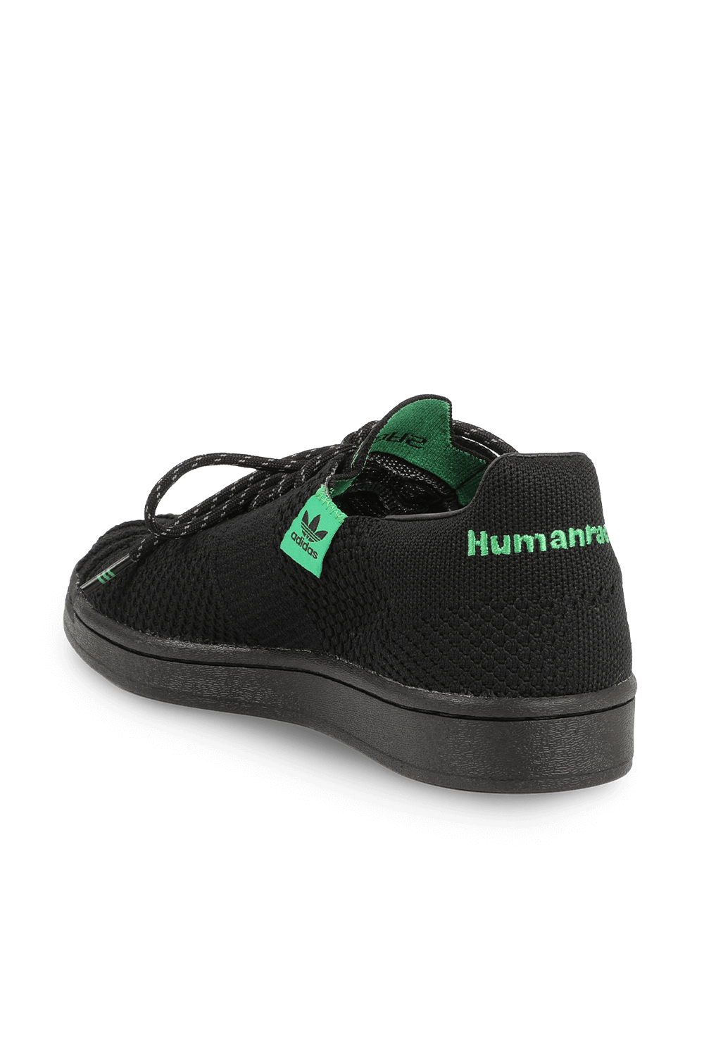 תמונה אחורית של Pharrell Williams Primeknit Superstar Shoes in Black