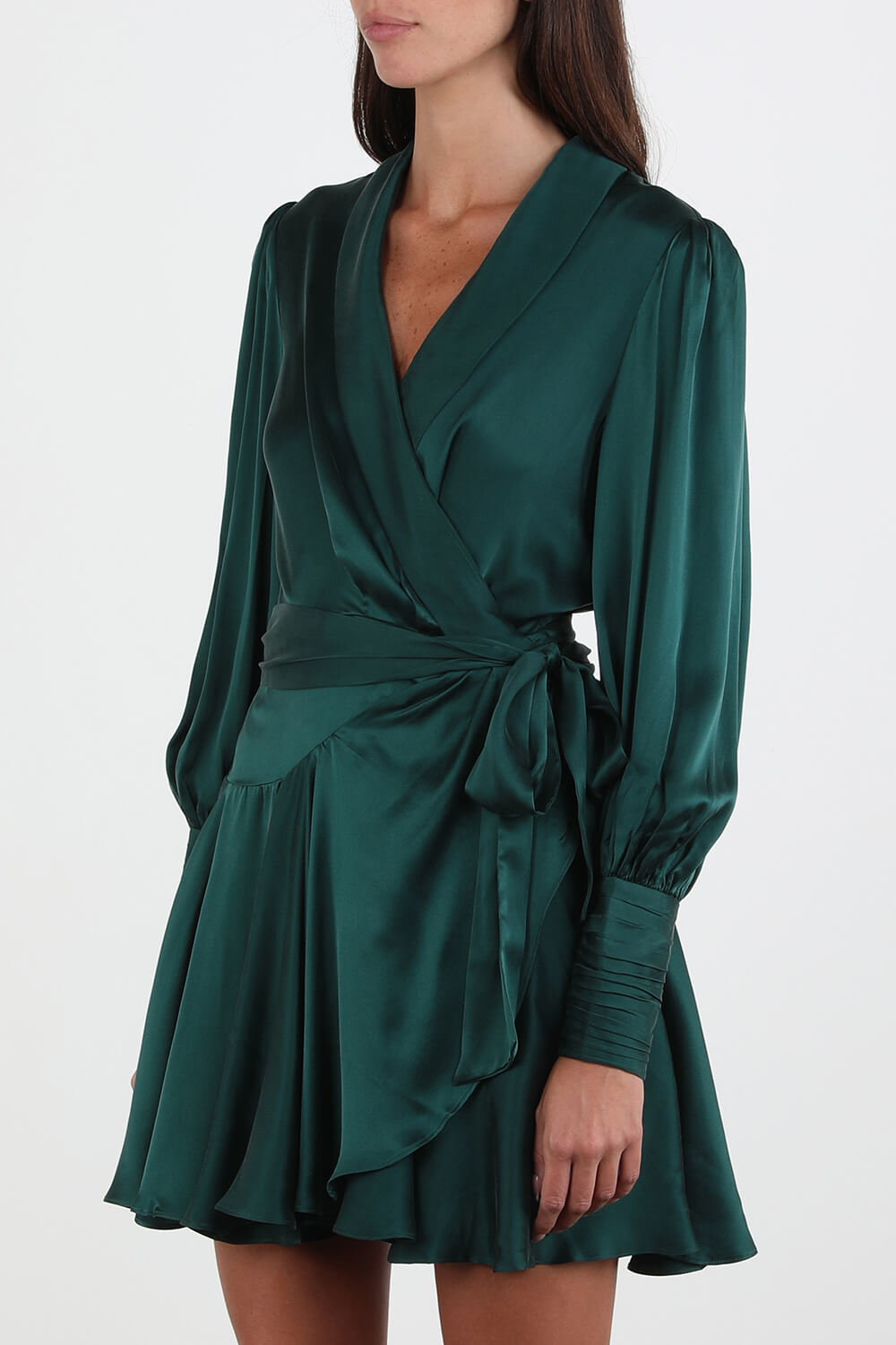 Wrap Silk Midi Dress in Green ZIMMERMANN