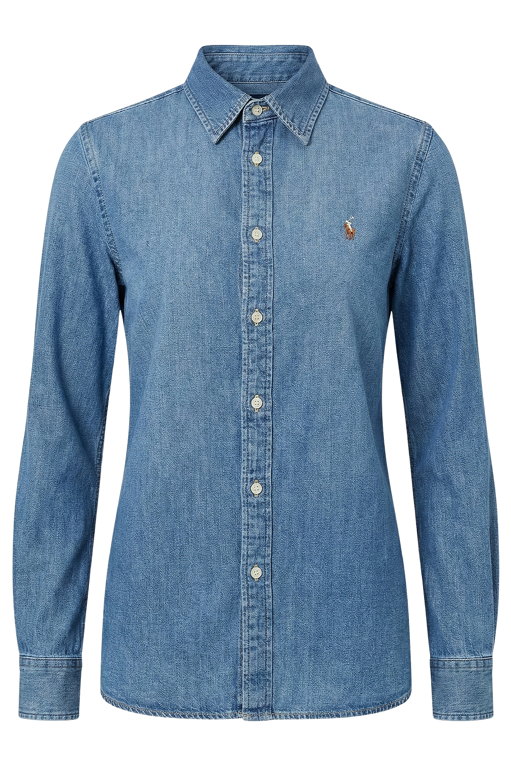 תמונה קידמית של חולצת כפתורים ג'ינס