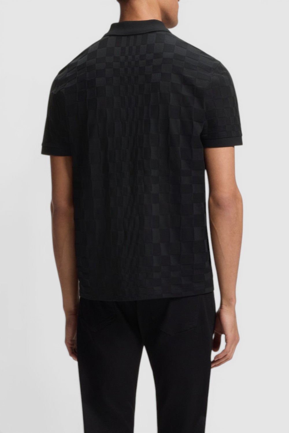 תמונת דוגמן אחורית של חולצת פולו בוס X פורשה