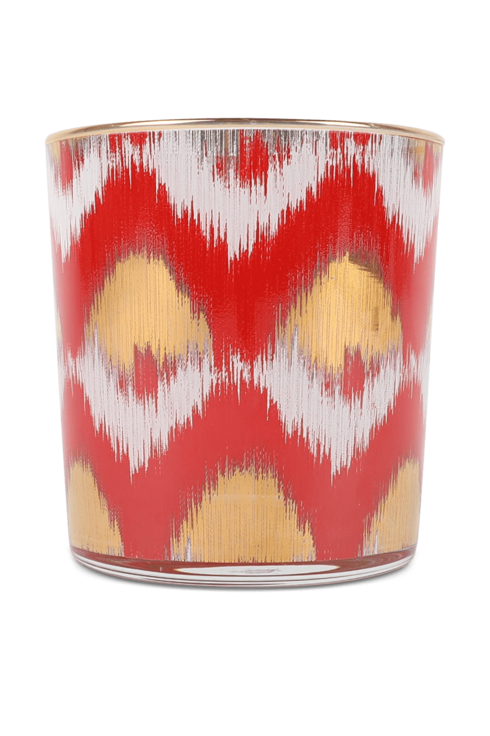 כוס זכוכית עם הדפס גראפי באדום וזהב LES OTTOMANS