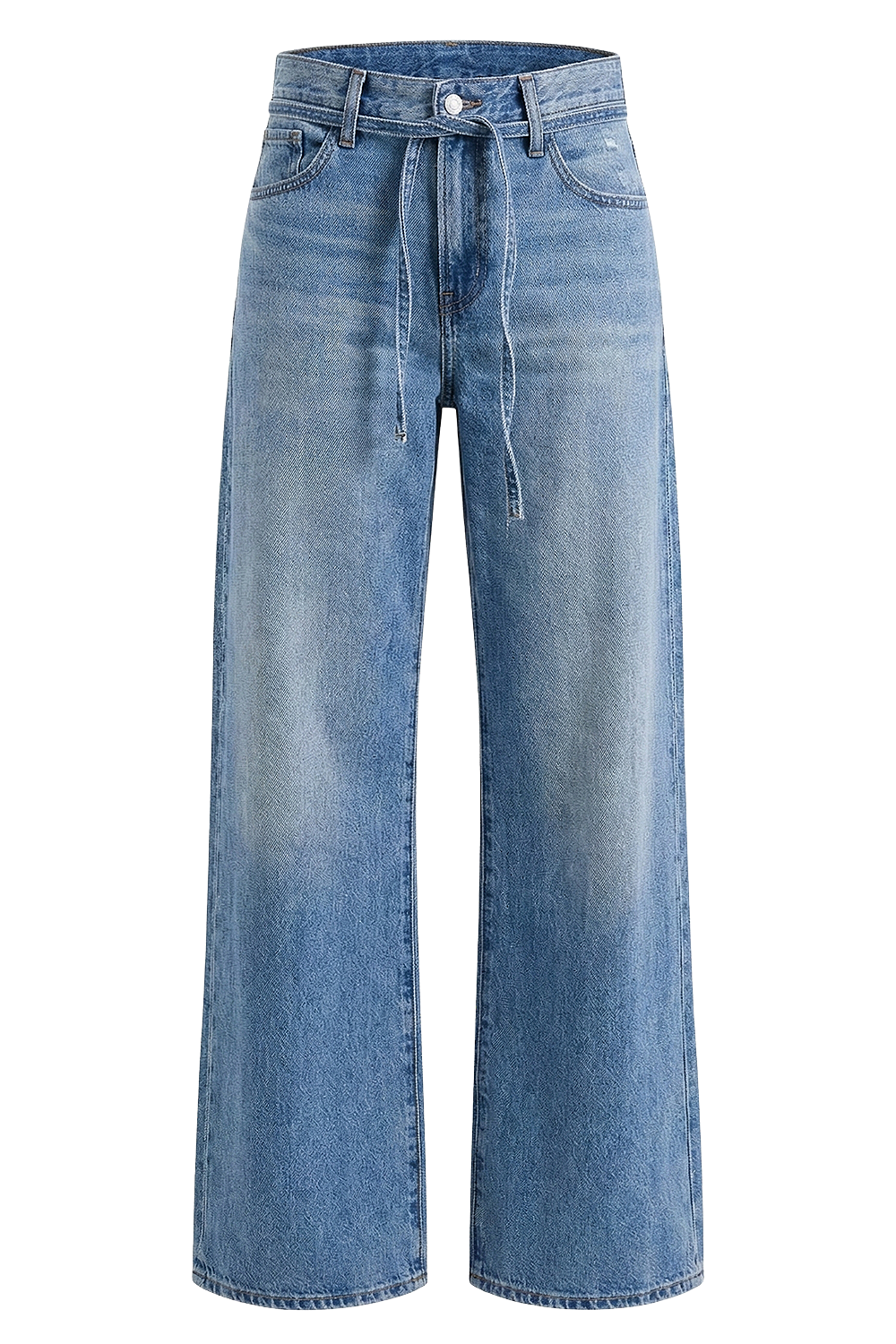 תמונה קידמית של מכנסי ג'ינס בגזרה רחבה