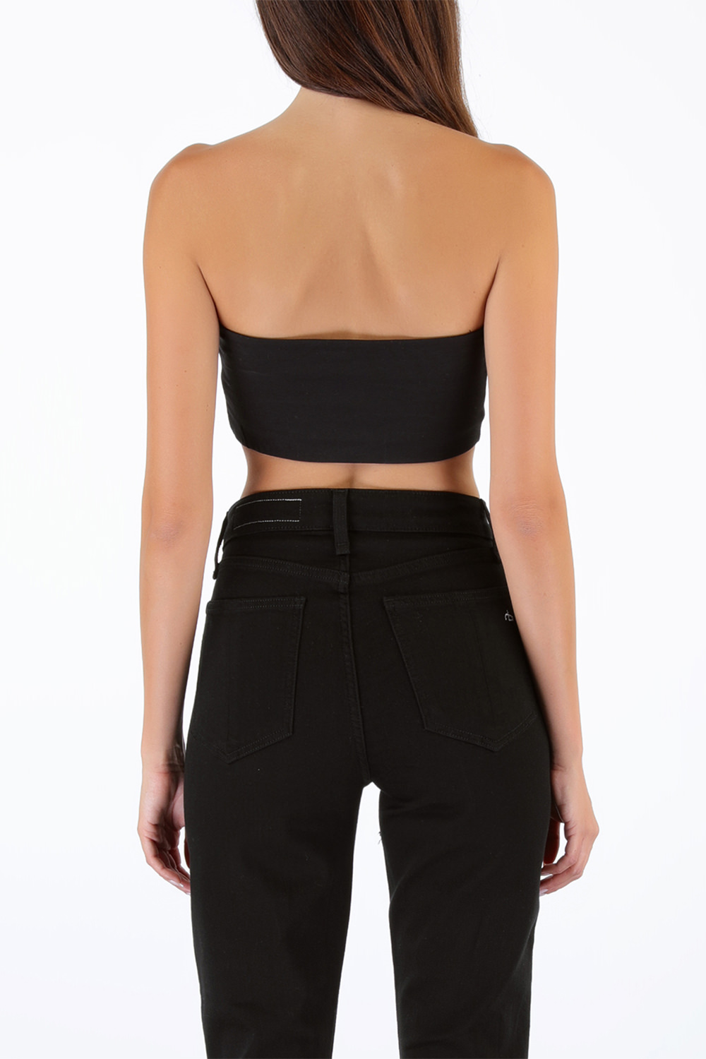 תמונת דוגמן אחורית של טופ סטרפלס שחור