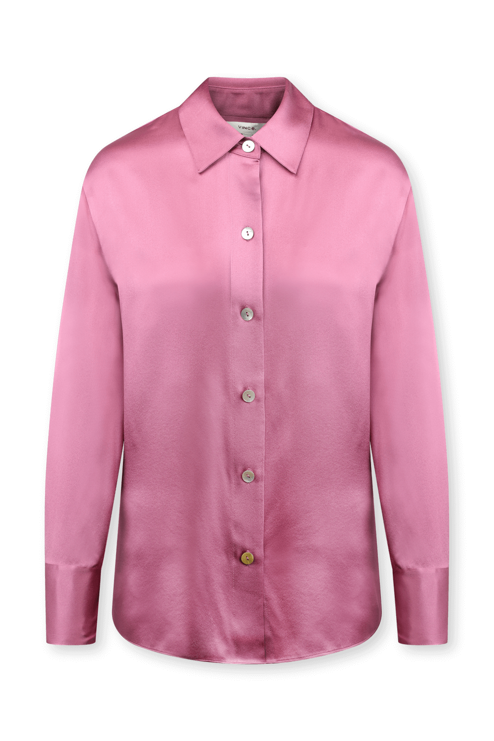 תמונה קידמית של חולצת כפתורים ממשי בגוון ורוד מבריק