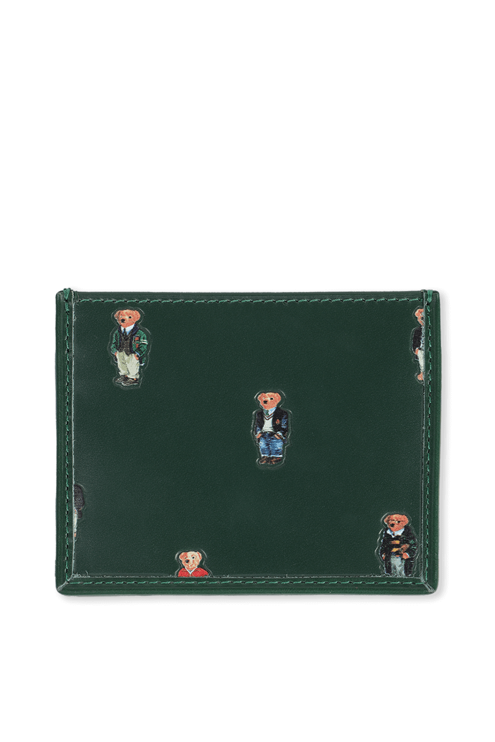 תמונה קידמית של ארנק כרטיסים דובי בצבע ירוק