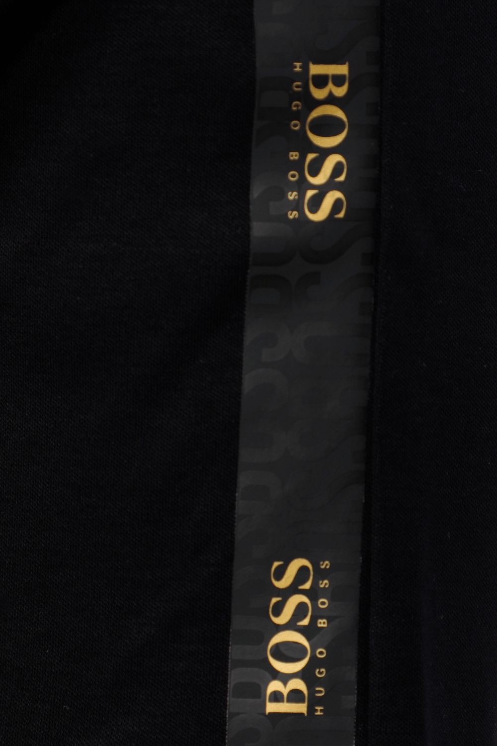 תמונה אחורית של Gold Tone Logo Black Polo Shirt In A Slim Fit