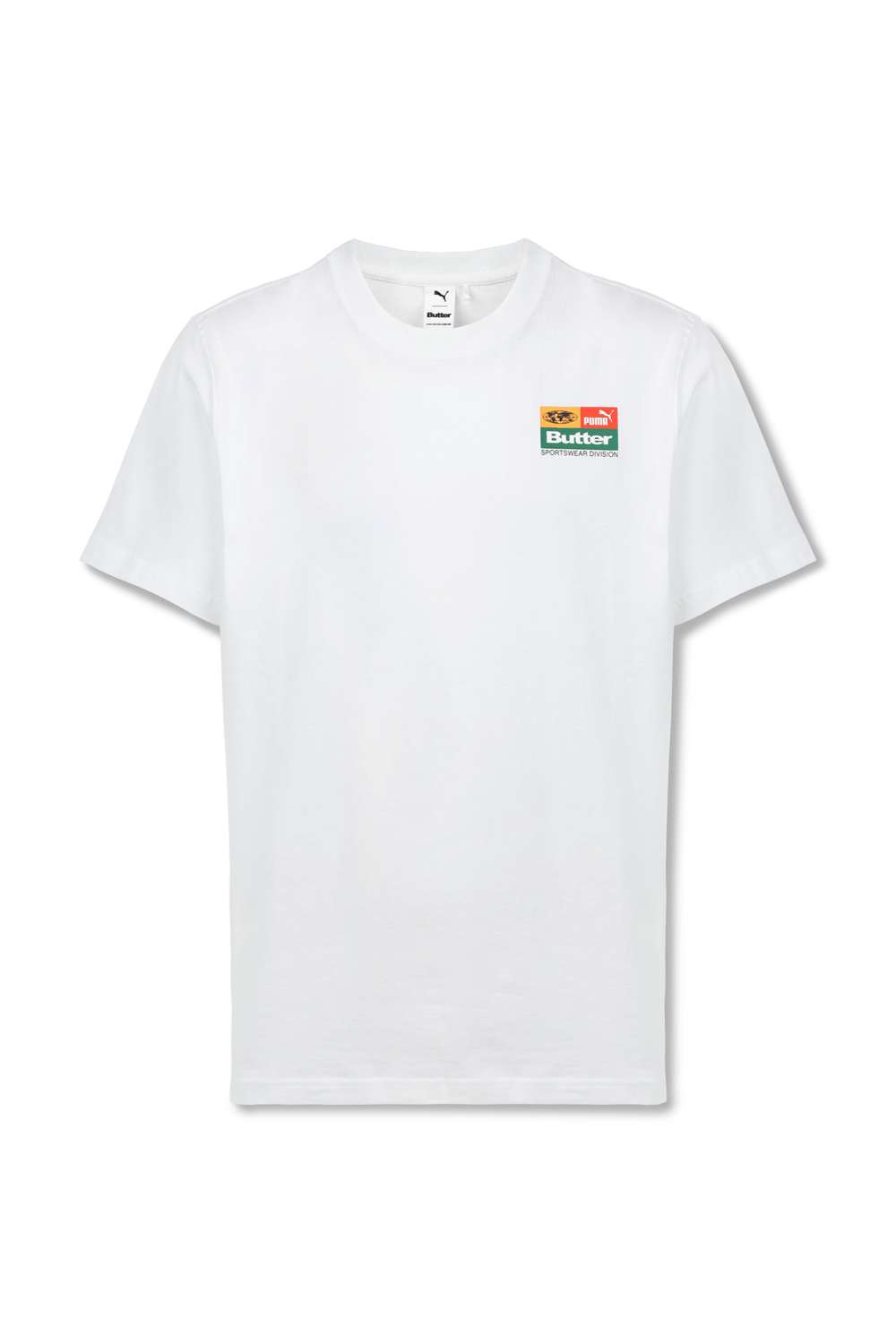 תמונה קידמית של פומה X באטר גודס חולצת טי עם הדפס בצבע לבן