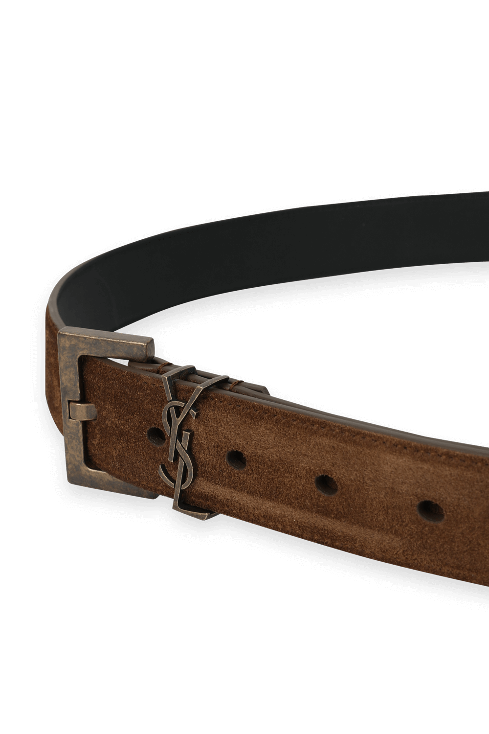 תמונת פנים של Logo Belt in Brown Suede