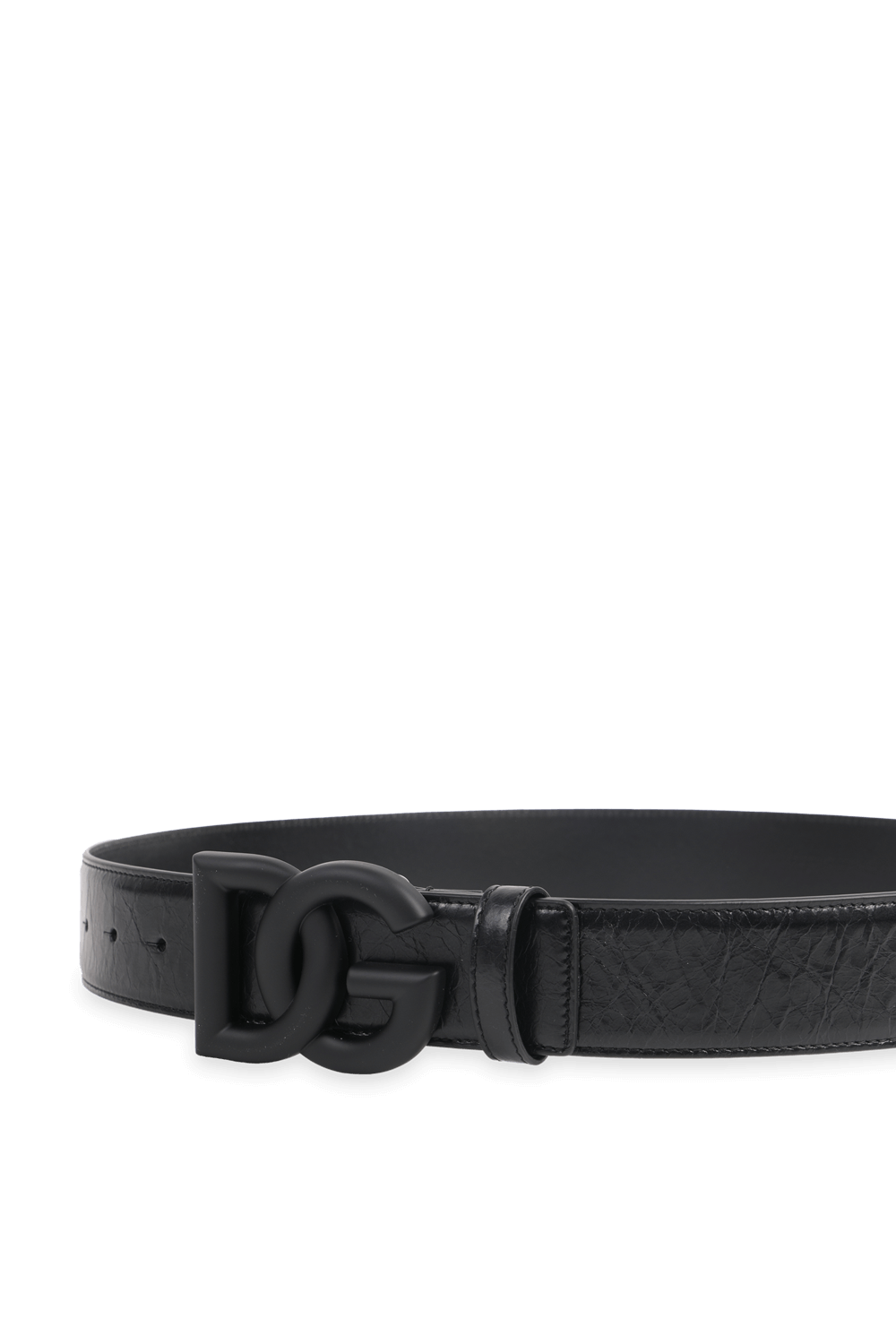 תמונת פנים של חגורת עור עם אבזם מאט בגוון שחור