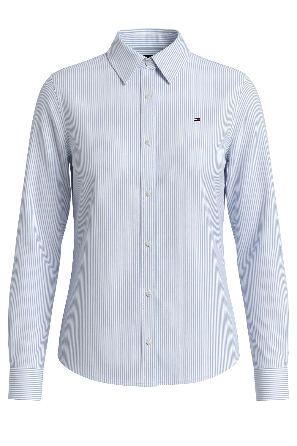 תמונה קידמית של חולצה מכופתרת בגזרה משוחררת