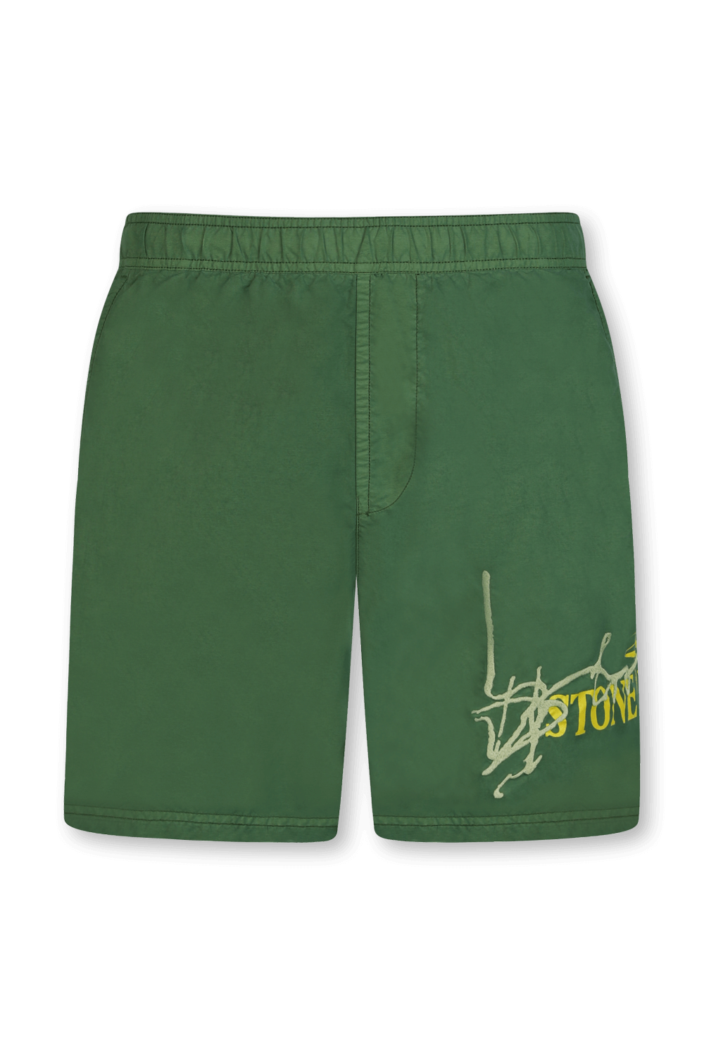 תמונה קידמית של מכנסי בגד ים עם הדפס גרפי