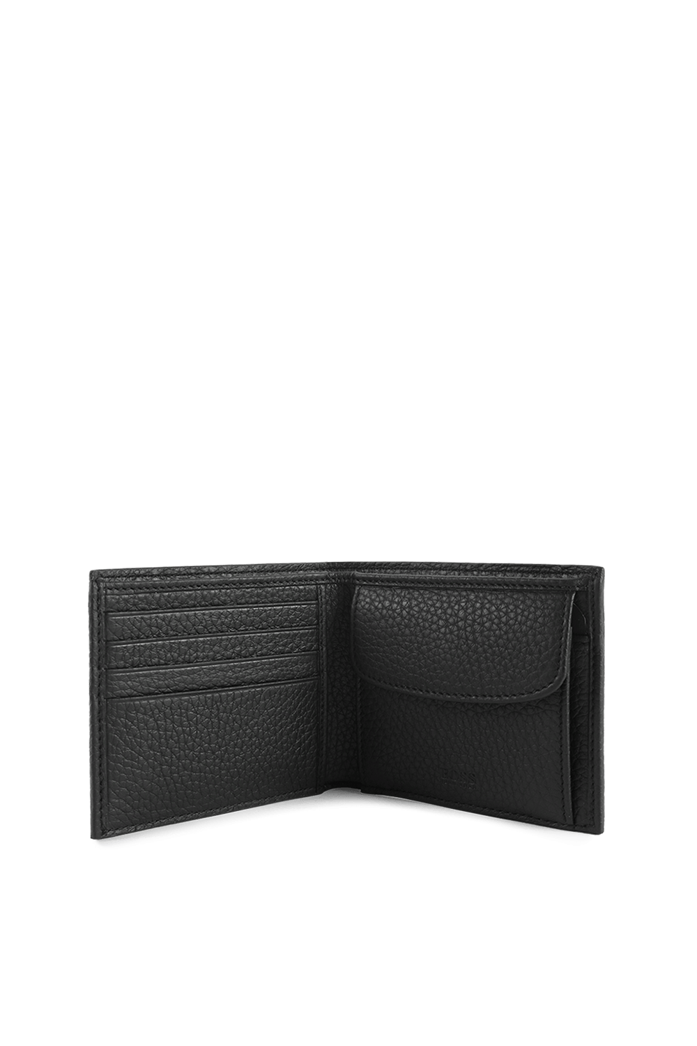 Grained Leather Wallet in Black image number null BOSS