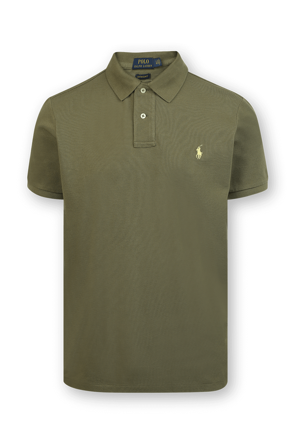 תמונה קידמית של Short Sleeve 2 Buttons Polo Shirt in Olive Green