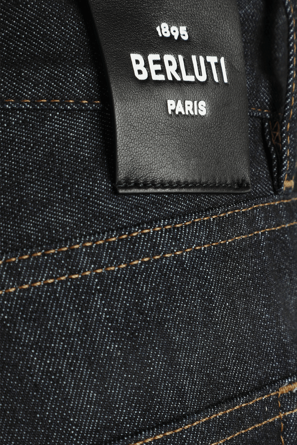 תמונה אחורית של Scritto Straight Denim Trousers in Dark Indigo