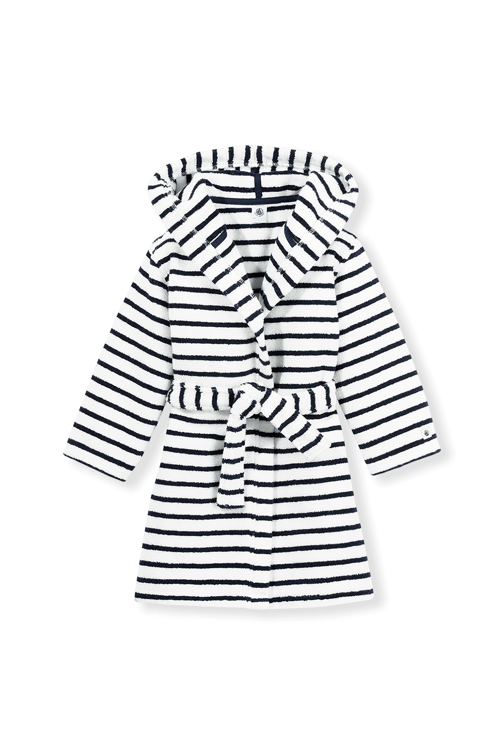 תמונה קידמית של חלוק אמבטיה בפסים כחול לבן - גילאי 3-5