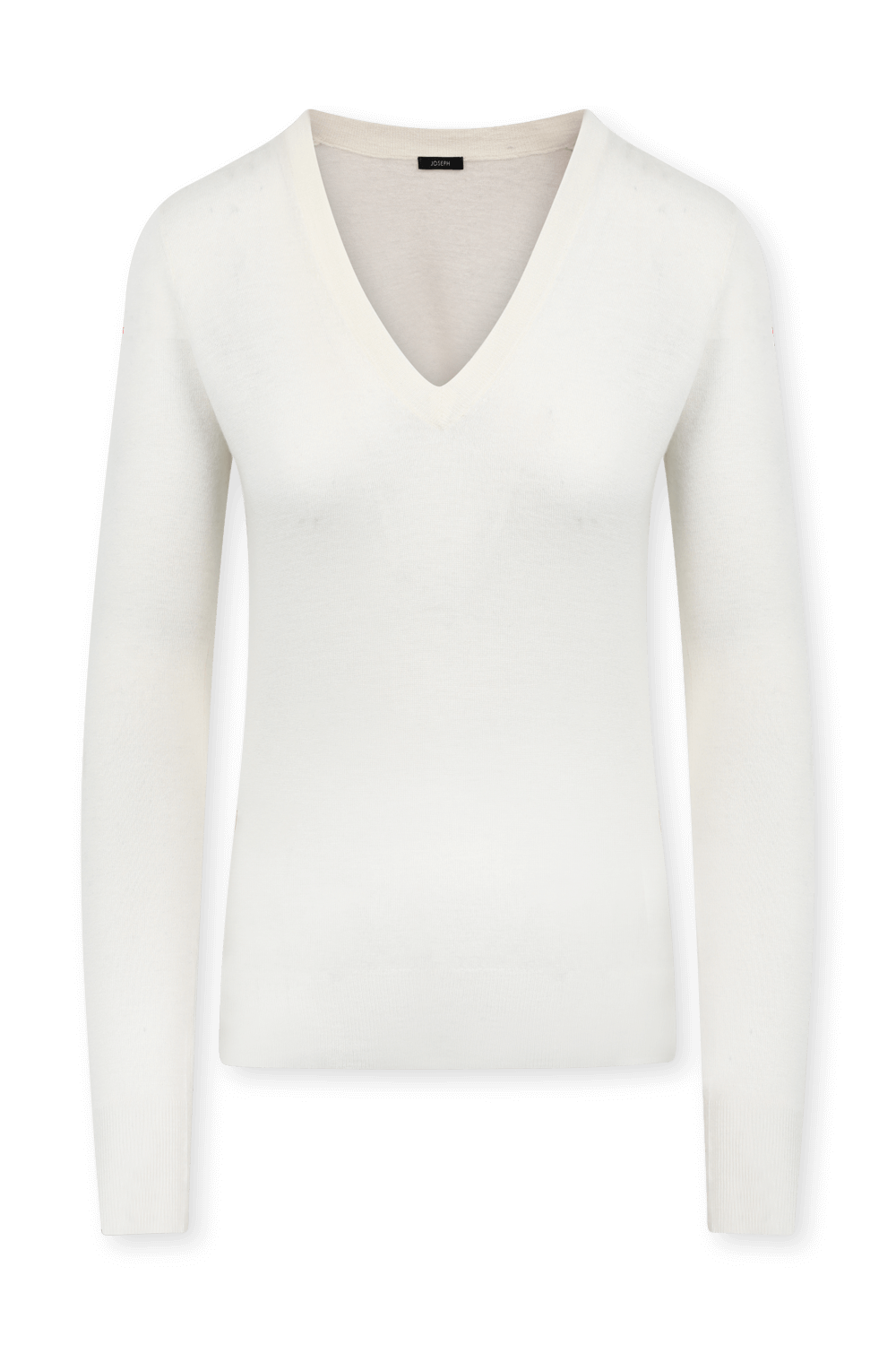 תמונה קידמית של חולצת סריג עם צווארון וי מקשמיר