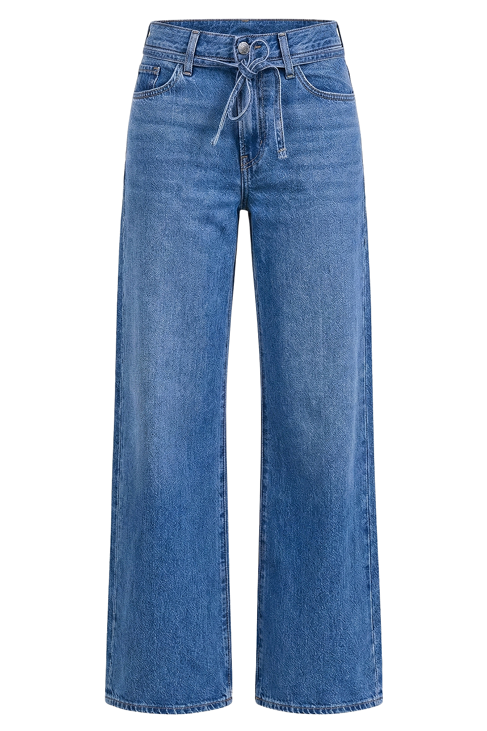 תמונה קידמית של מכנסי ג'ינס בגזרה רחבה